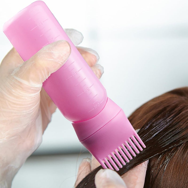 ELANE 4 Pack Root Comb Applicator Bottle, Oiling Applicator, Oil Comb Applicator for Hair Dye & Shampoos, Hair Salons (2 Black + 2 Pink) - Image 4